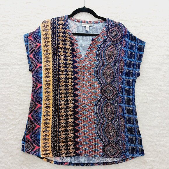 T-Shirt Size L Boho Global Bazaar Whimsycore Resort Chic Boho Bold Edgy Vacation - Picture 1 of 13